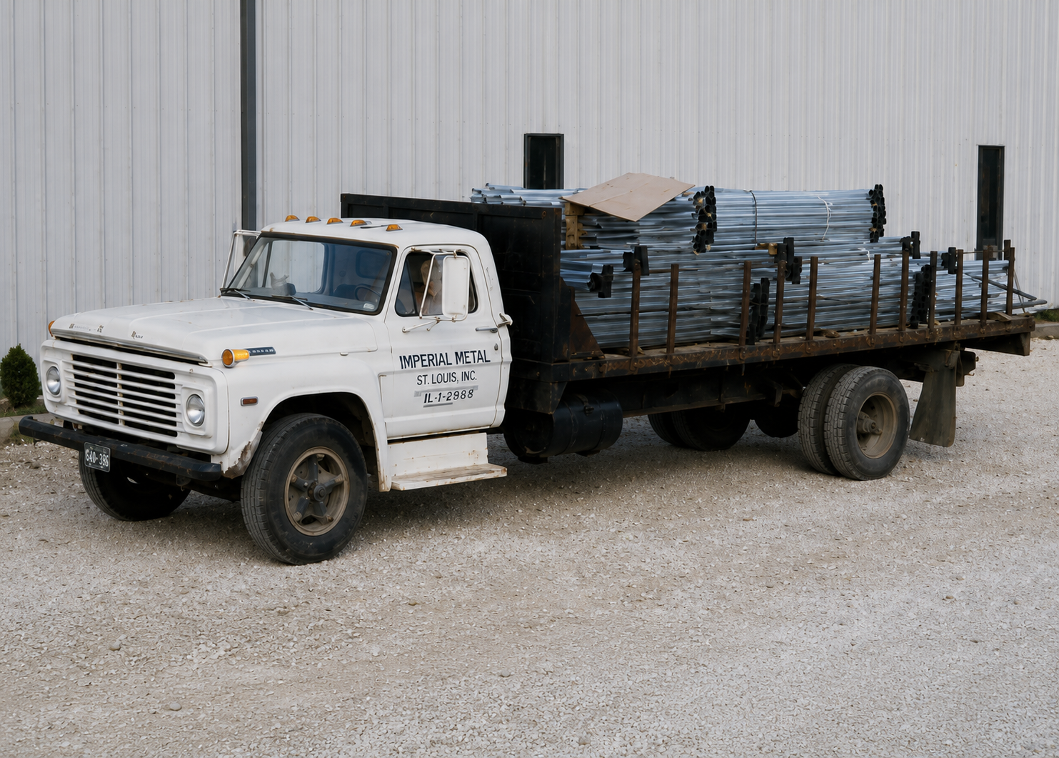 Imperial Metal St. Louis delivery truck loaded with metal handrails